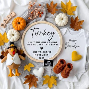 Thanksgiving Pregnancy Announcement, Fall Baby Announcement, Digital Baby Reveal, Editable Template, Gender Neutral, Instant Download