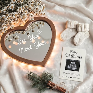 Boho New Year Pregnancy Announcement: 2026 Baby Reveal (Digital Download, Canva Template)