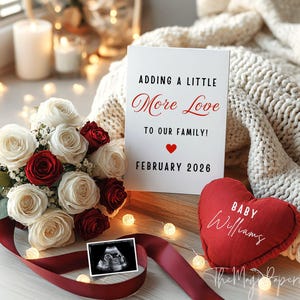 Valentine Day Pregnancy Announcement Digital, February Baby Reveal, Boho Baby Announcement, Gender Neutral, Boy Girl Editable Template