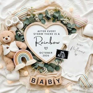 Rainbow Baby Pregnancy Announcement, Digital Baby Announcement, Gender Neutral Social Media Reveal, Custom Pregnancy Reveal Template