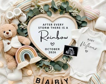 Rainbow Baby Pregnancy Announcement, Digital Baby Announcement, Gender Neutral Social Media Reveal, Custom Pregnancy Reveal Template