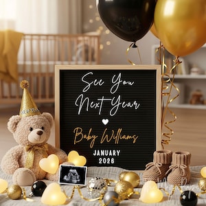 New Year Pregnancy Announcement Digital, New Year Baby Announcement, January 2026 Baby Reveal, Gender Neutral Reveal,  Social Media Reveal