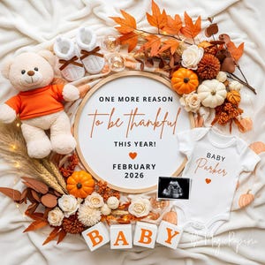 Thanksgiving Baby Reveal: Fall Pregnancy Announcement (Digital Download Canva Template)
