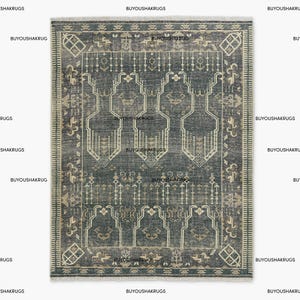 10x14 12x15 12x18 Hand-Knotted Faded Teal Rugs Wool Area Rug  New Zealand Woolen Rug Thick Pile Soft Knotted Large Area Rugs Bedroom Rug