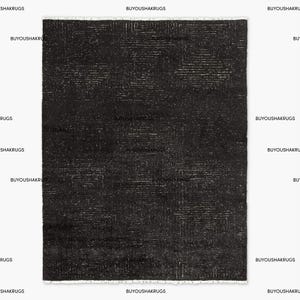 Alfombra de lana viscosa negra anudada a mano Keen de 10 x 14, 12 x 15 y 6 x 9 pulgadas, de Nueva Zelanda, de pelo grueso, suave, de gran tamaño, para dormitorio.