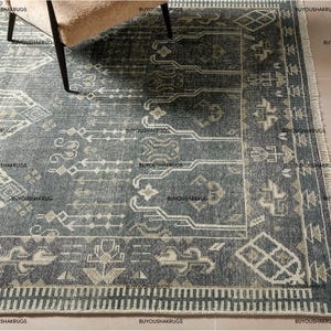 Alfombras de lana de Nueva Zelanda de 10 x 14, 12 x 15 y 12 x 18 pulgadas, anudadas a mano, de color verde azulado descolorido, de pelo grueso, suaves, grandes, para dormitorio