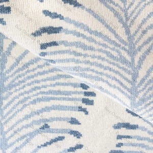 Hand Knotted Wool Rug Blue Botanical Leaf Pattern Minimal Modern Design Handmade Area Rug Soft Ivory Background For Living Room Bedroom