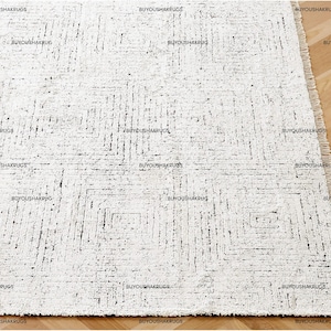 Alfombra de lana viscosa blanca anudada a mano de 10 x 14, 12 x 15 y 6 x 9 pulgadas, de Nueva Zelanda, de pelo grueso, suave, de gran tamaño, para dormitorio.