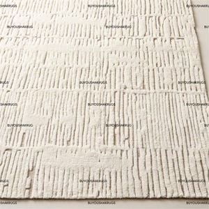 10x14 Hand Knotted Emerson Hand-Knotted Warm White Wool Area Rug  New Zealand Woolen Rug Thick Pile Soft Knotted Large Area Rugs Bedroom Rug