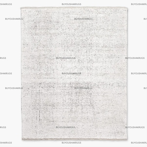 Alfombra de lana viscosa blanca anudada a mano de 10 x 14, 12 x 15 y 6 x 9 pulgadas, de Nueva Zelanda, de pelo grueso, suave, de gran tamaño, para dormitorio.