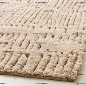 9x12 Hand Knotted Emerson Hand-Knotted Taupe Rug Wool Area Rug  New Zealand Woolen Rug Thick Pile Soft Knotted Large Area Rugs Bedroom Rug