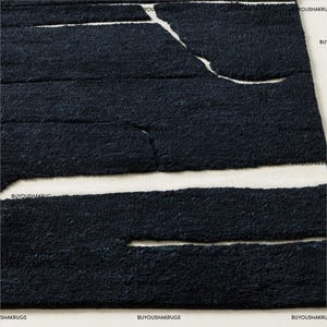 Alfombra Copley de lana negra de Nueva Zelanda anudada a mano, de pelo grueso y suave, para áreas grandes de 5x8, 6x9, 7x10, 8x10, 9x12, 10x14, 12x15, para dormitorio.