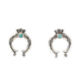 Navajo Sterling Silver Turquoise Naja Post Earrings By Adrienne Gordan