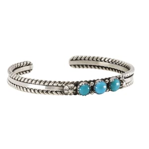 Navajo Sterling Silver Turquoise Bracelet Cuff By R.King