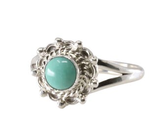 Navajo Sterling Silver Turquoise Ring By Letricia Largo