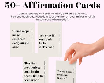 50+ druckbare Affirmationskarten PDF - Selbstliebe & positive Einstellung (A4 Motivationskarten)