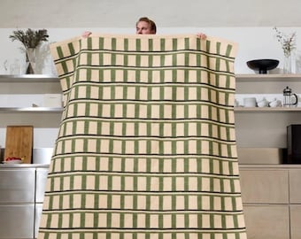 Handwoven Wool Flatweave Rug with Sage Green Grid Pattern Adds Artistic Geometry and Natural Warmth to Modern Living Room Studio Decor Rug