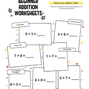 10 Seiten Anfänger Mathe Arbeitsblätter - Grundlegende Übungen für Kinder im Alter von 4-6 Jahren PDF Instant Download