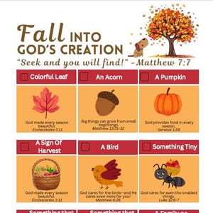Fall Into God’s Creation: Christian Fall Scavenger Hunt | Faith-Based Family Activity | Bible Verse Nature Walk Printable