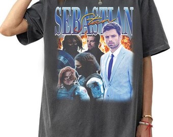 Retro Sebastian Stan T-Shirt, Sebastian Stan Comfort Farben Hemd, Sebastian Stan Retro Grafik-T-Shirt, Sebastian Stan Vintage T-Shirt