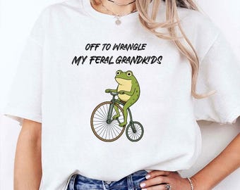野生の孫たちを捕まえるTシャツ、面白いおばあちゃんTシャツ、コテージコア・フロッグコアシャツ、ひいおばあちゃんへのギフト、母の日ギフト