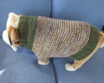 English Bulldog hand knit sweater 18' long Baby Alpaca Merino Wool