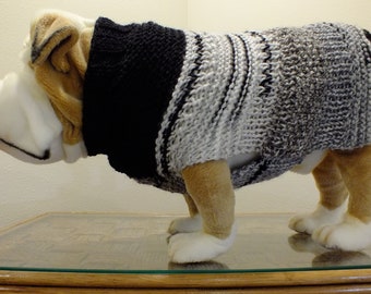 English Bulldog hand knit sweater 18” long Wool Humphry