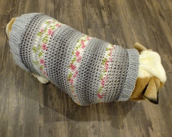 SALE English Bulldog hand knit sweater 18' long Cuddles