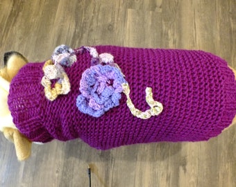 SALE English Bulldog hand knit sweater 18' long Wool