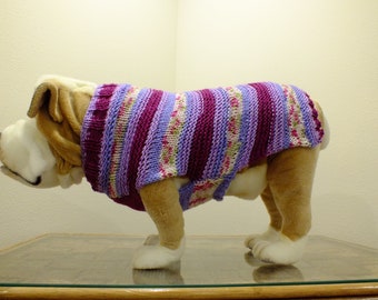 SALE English Bulldog Sweater Hand Knit 18" long Light Weight Daisy