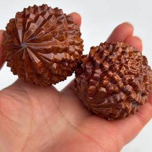 Coppia di palline fitness in legno naturale, palline per la salute, palline per massaggio manuale in legno per anziani, palline fisiche in legno, sfere rotonde, palline per esercizi manuali in ebano massiccio