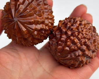 Pair Natural wood fitness ball health ball,Hand Massage Wood Elderly Toy Physical Wooden sphere round Ball  ,Solid Ebony Hand Exercise Balls