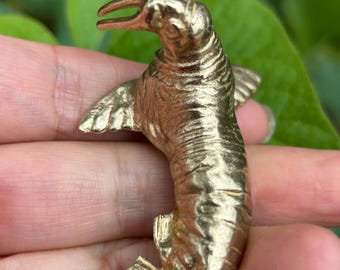 Handgemachte Messing Walross Statue Schreibtisch Verzierung Garten Briefbeschwerer Tierfigurine Lernspielzeug Geschenk für Kinder