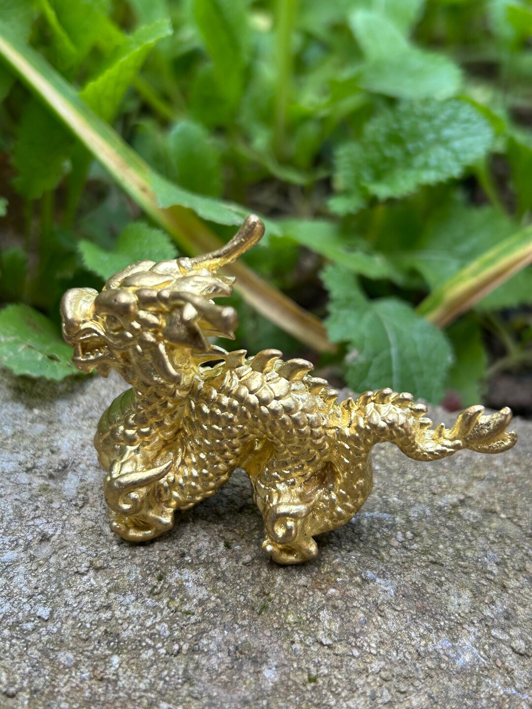 Handmade Brass Mini Dragon Statue, Desk Ornament, Garden Decor Figurine ...