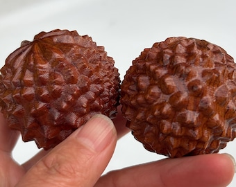 Pair Natural Solid Ebony Hand Exercise Ballswood fitness ball health ball,Hand Massage Wood Elderly Toy Physical Wooden sphere round Ball