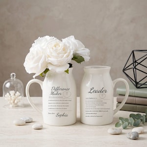 Regalo de agradecimiento para mentores, jarrón de flores personalizado "Marcador de diferencia", jarrón de cerámica con nombre de flor, jarrón de cerámica personalizado, jarrón de cerámica con flores