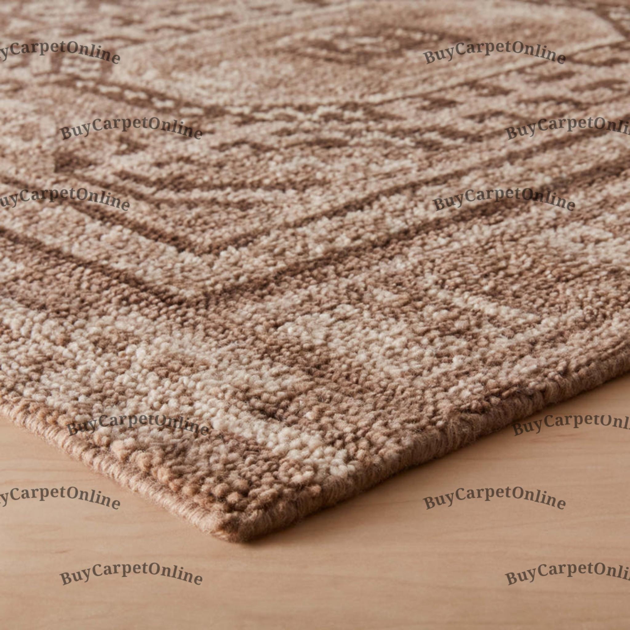 12x15 Harita Cocoa Hand Knotted Area Rug Woolen for Living Room Rug ...