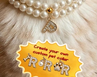 Personalized Pearl Cat Collar with Initial Charm, Luxury Pet Jewelry Gift