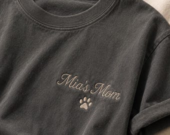 Embroidered Pet Mom Shirt, Custom Dog Mom T-Shirt, Cat Mom Gift, Personalized Pet Lover Tee, Embroidered Name Shirt, Pet Mom Gift