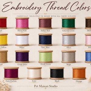 May include: A collection of nineteen wooden spools of embroidery thread in various colors including red, floral pink, amber red, emerald green, dark brown, canary yellow, white, navy blue, silver, pale pink, gold, grape juice, fresh green, beige, blue, dark fuchsia, ivory, black, and orange.