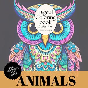 Animal Digital Coloring Book – 25 Printable Wildlife Coloring Pages for Adults – Nature Animals Instant Download PDF
