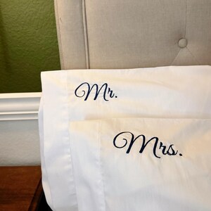 Custom Embroidered Monogram Pillow Case Set of Two