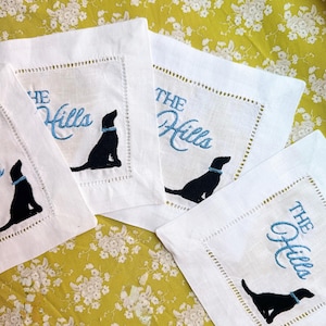 Cocktail Napkins Set of 4- Personalized Embroidered Wedding or Hostess Gift