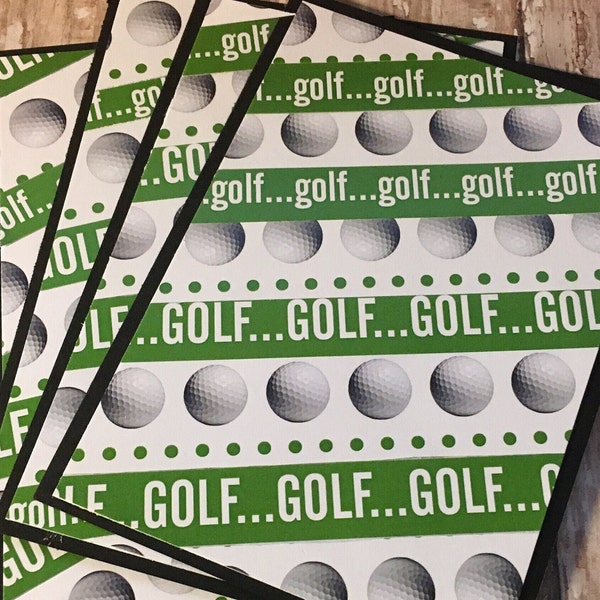 Golf, handmade all occasion card set. For birthday; girl/boy, party invitation, thank you, or end of year cards. Coach, team, sports lover