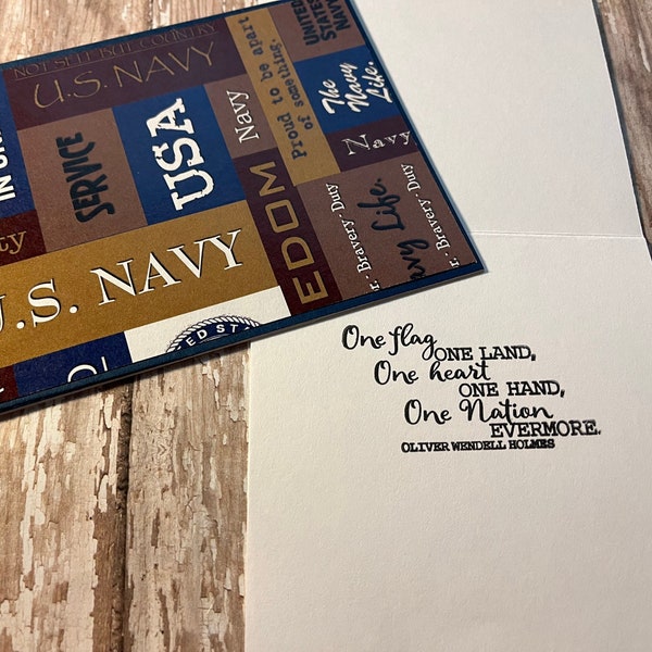 United States Navy handmade greeting cards. US Navy thank you cards, honor flight card Navy, Navy retirement note card, stationary