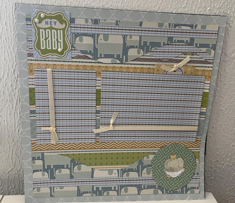 Baby Scrapbook Pages: Handmade 12x12 Photo Album Layout, 5 Pages ...