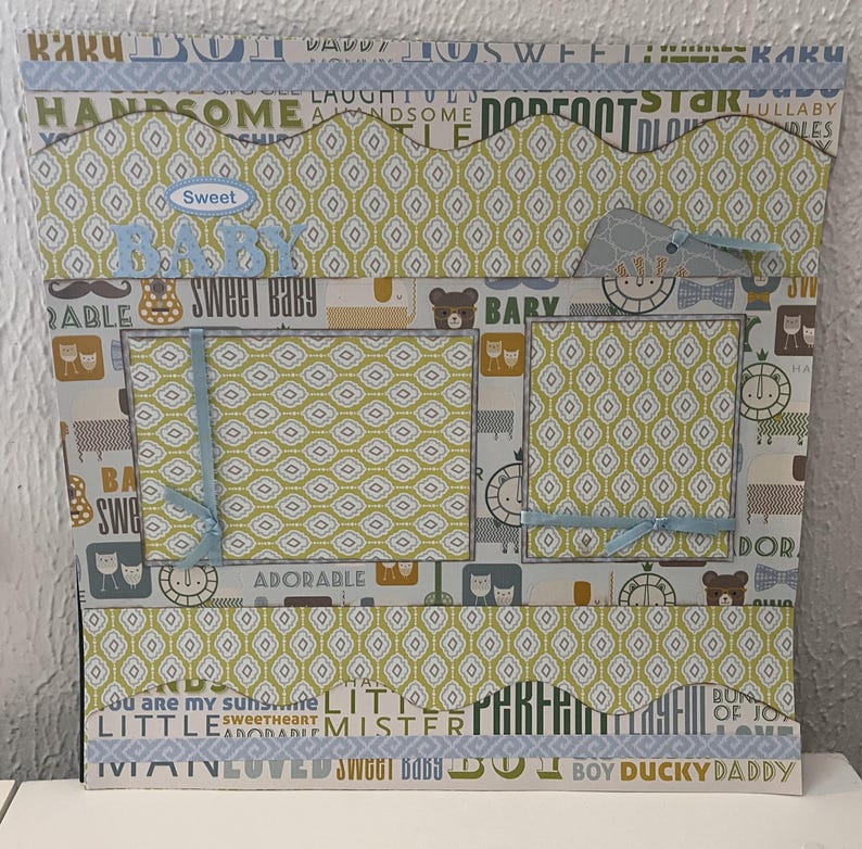 Baby Scrapbook Pages: Handmade 12x12 Photo Album Layout, 5 Pages ...