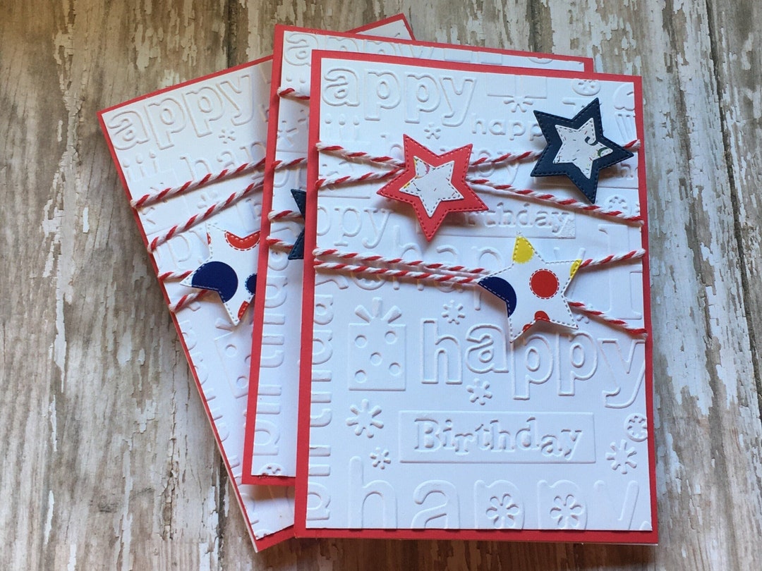 Handmade Embossed Birthday Cards: Rainbow Star Set of 6 - Etsy