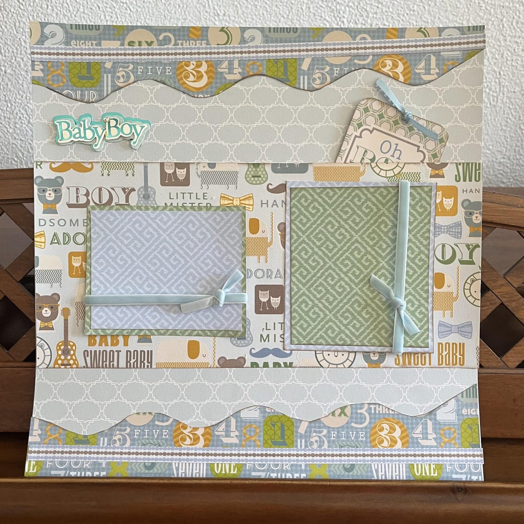 Baby Scrapbook Pages: Handmade 12x12 Photo Album Layout, 5 Pages ...