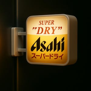 Asahi Super Dry Fridge Magnet – LED Light Up Japanese Beer Sign, Glowing Mini Bar Light, Tokyo Izakaya Inspired Lightbox
